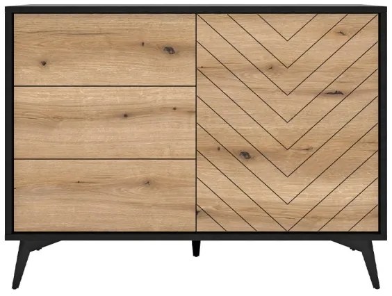 Komoda DIAMOND 77x104 cm čierna/dub evoke
