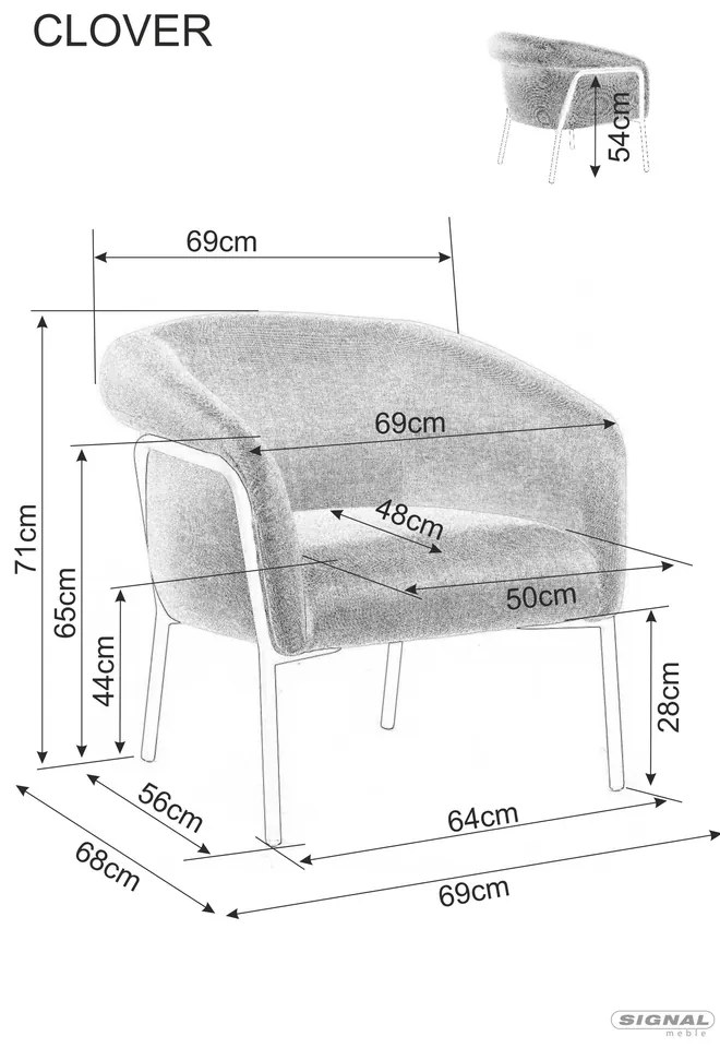 Dizajnové kreslo CLOVER BREGO, horčicové