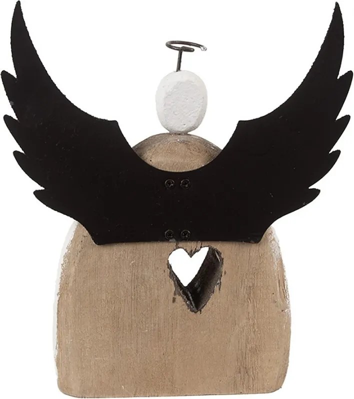 Dekorácia drevená figúrka anjel so srdiečkom Angel Rustic L - 19*6*21 cm