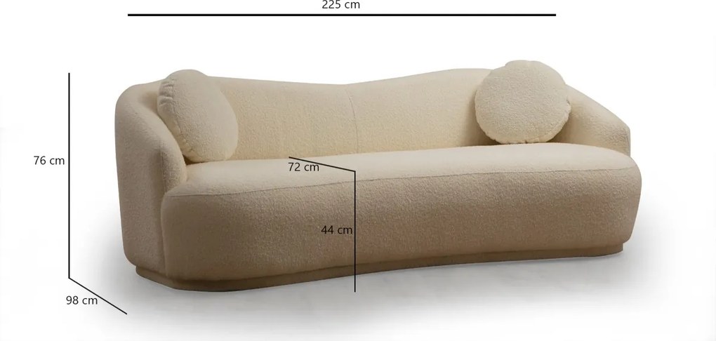 Trojmiestna pohovka Ancona 225 cm boucle krémová
