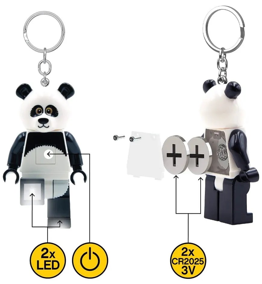 Čierno-biela kľúčenka so svietidlom Iconic Panda – LEGO®