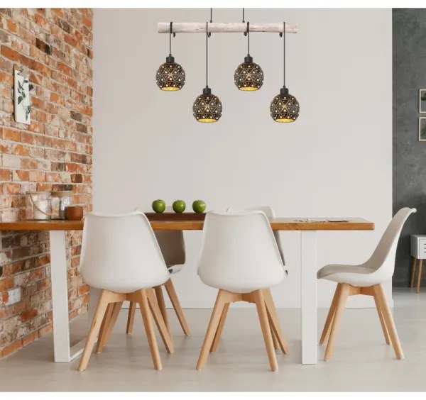 Globo 54029-4H - Závesný luster JODIE 4xE27/40W/230V béžová/čierna