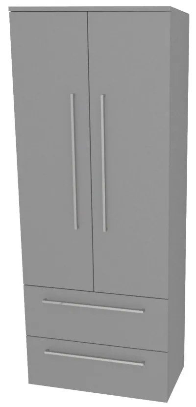 Mereo, Mereo Bino, kúpeľňová skrinka vysoká 163 cm, dvojitá, Multidecor, Šedá supermat, MER-CN699SEDA