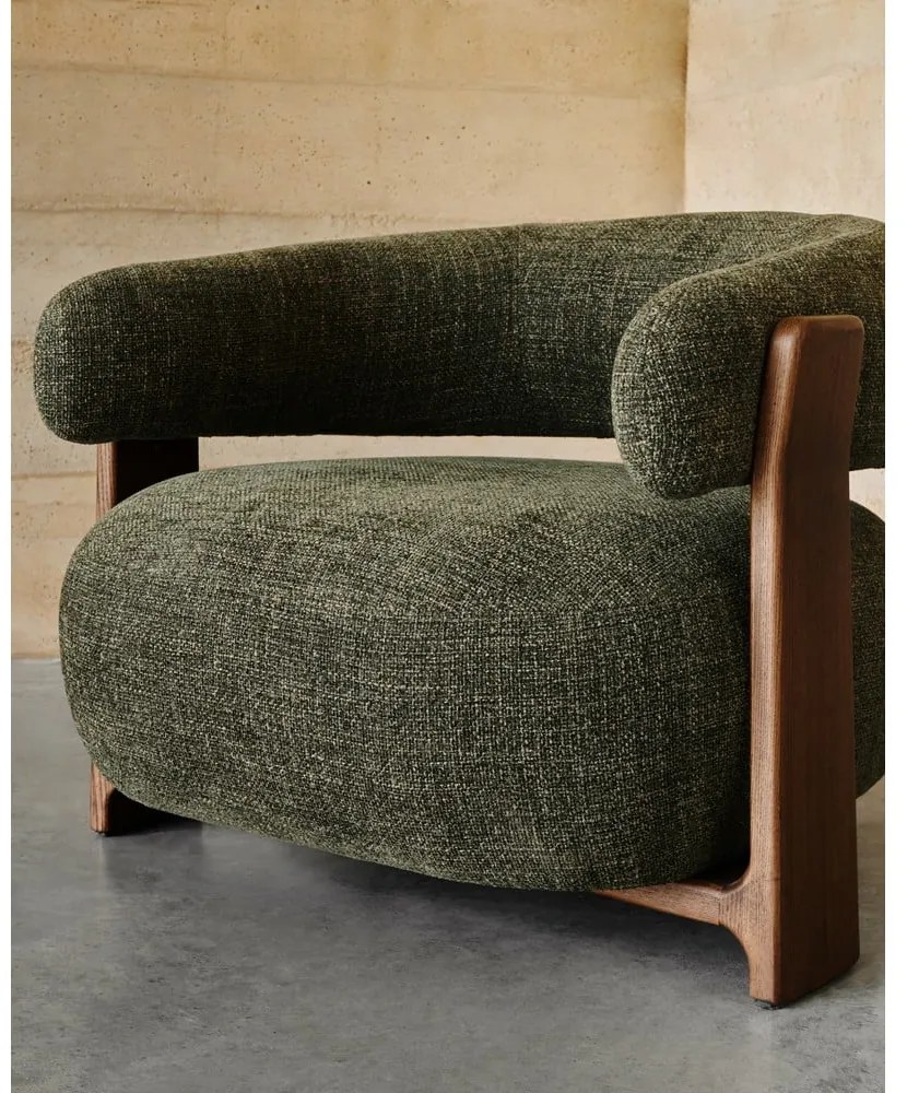 Zelené ženilkové kreslo Granite – Kave Home