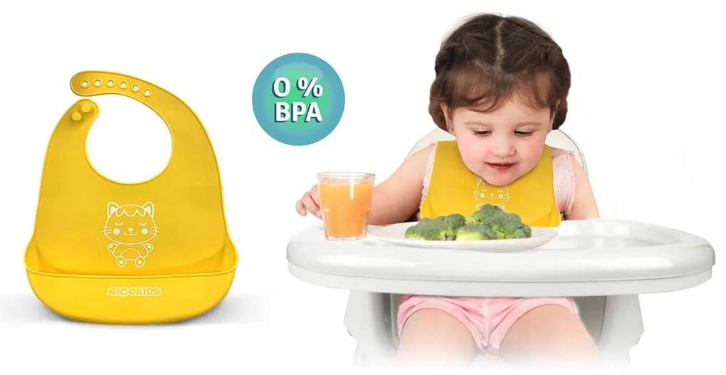 Detská jedálenská stolička so stolíkom + podbradník Milo Ricokids sivá