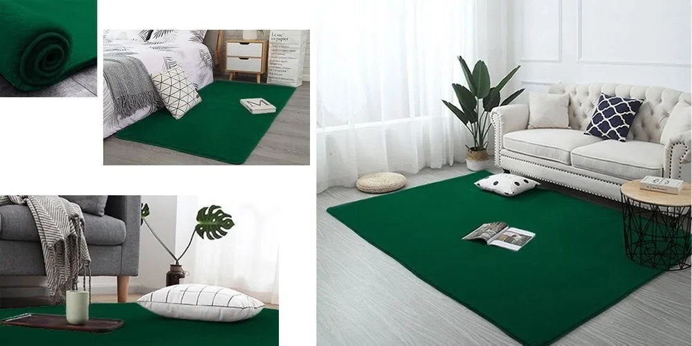 Koberec Rabbit zelený obdĺžnikový s efektom králičej kožušiny Rozmer: 200x300 cm