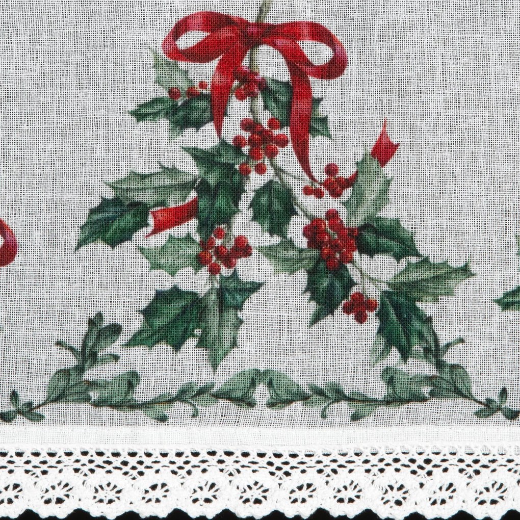KRÁTKA VIANOČNÁ ZÁCLONA NA PÁSKE XMAS7 150X30 CM VZOROVANÁ