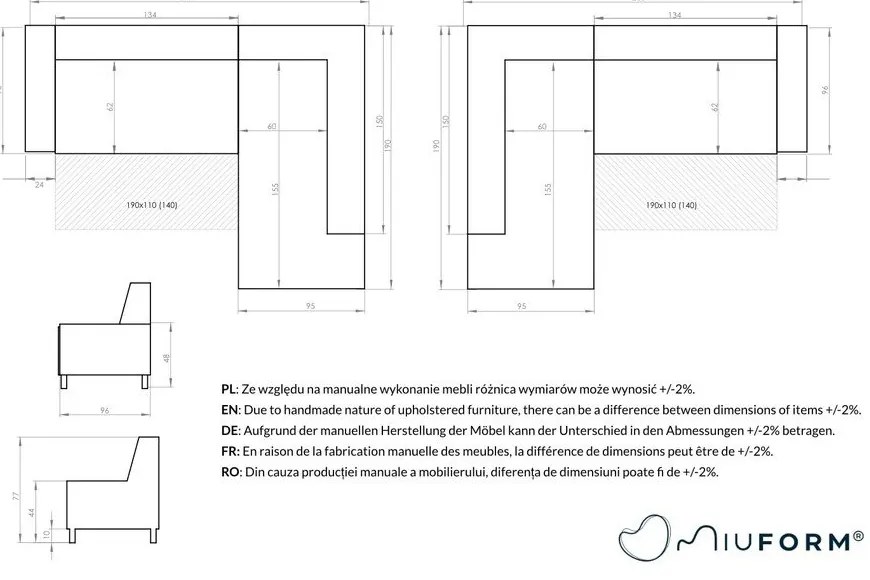 Svetlomodrá rozkladacia rohová pohovka Miuform Dazzling Daisy L, ľavý roh