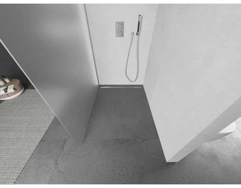 Mexen Kioto L, sprchová zástena Walk-In 120 x 200 cm, 8mm sklo námraza, brúsená oceľ profil, 800-120-103-97-30