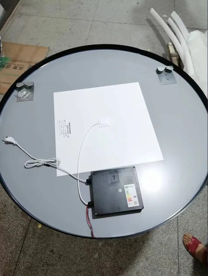 Erga Charlotte, okrúhle LED zrkadlo 60cm, čierny kovový rám, 1380 lm, 6500K, predné bočné osvetlenie, ERG-V01-204-6060-BK