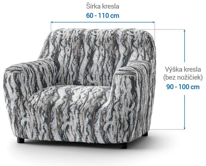 Bielastické poťahy OCEANO NOVÉ šedo-modré kreslo (š. 60 - 110 cm)