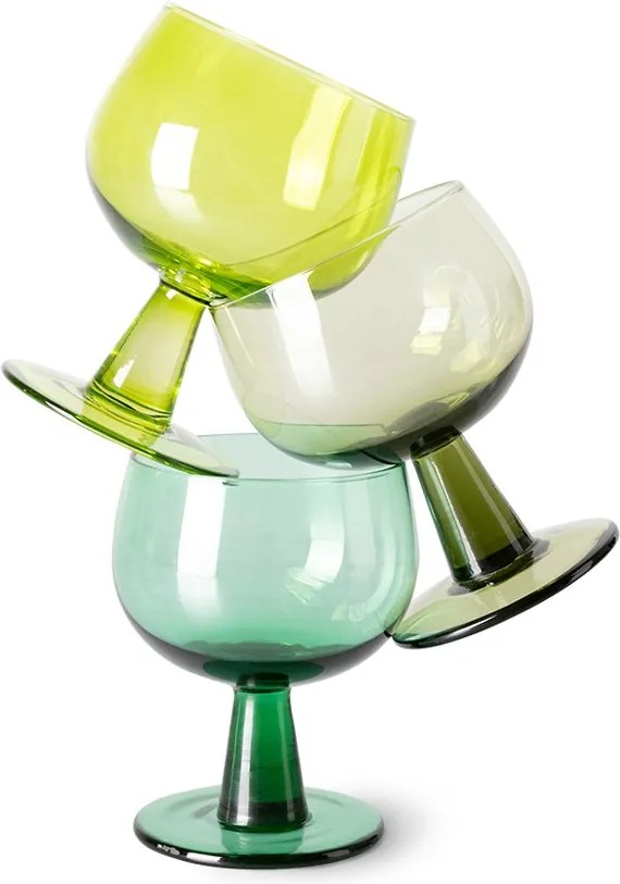 Set 4ks zelený pohár na víno na nízkej nohe The Emeralds - Ø 8*11cm/ 250ml