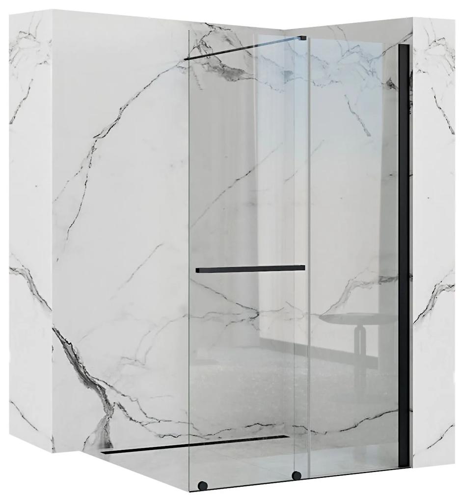 Rea Cortis, posuvná sprchová zástena 120x195cm, 6mm číre sklo, čierny profil, REA-K8880