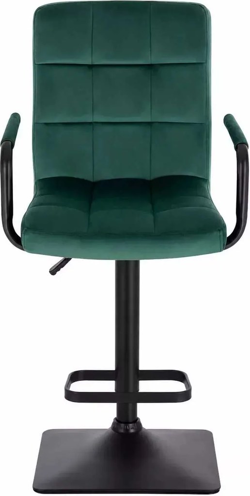 LuxuryForm DESIGN Barová stolička VERONA BLACK VELUR na čiernej hranatej podstave - zelená