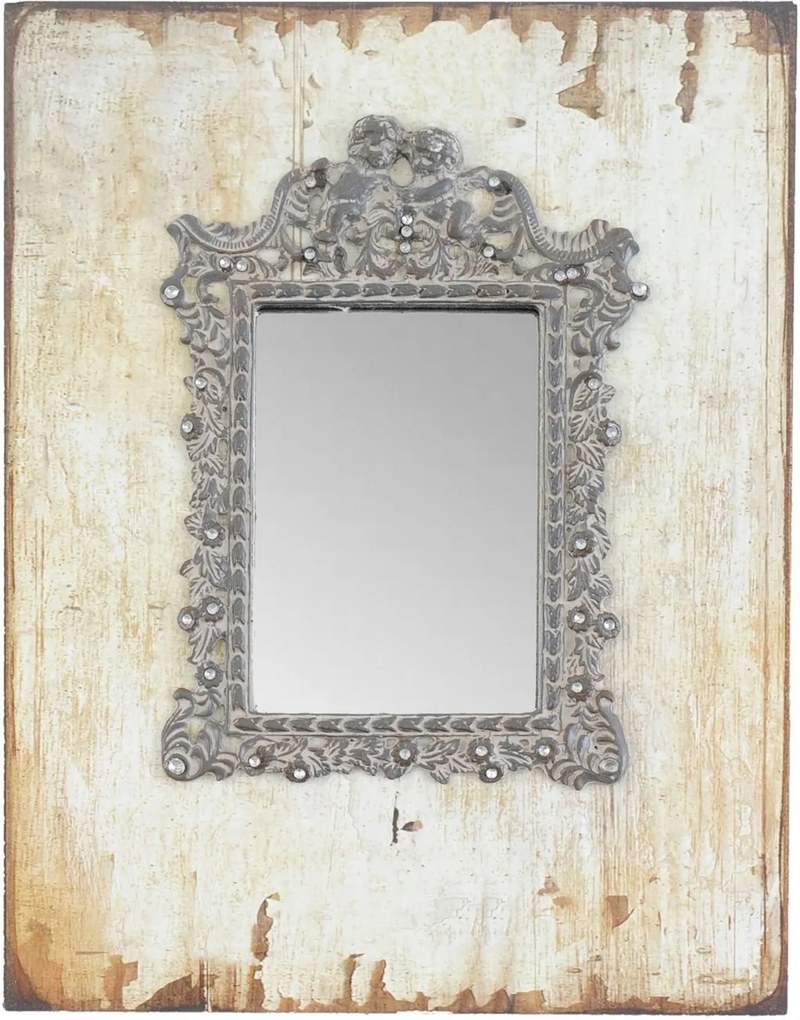 Zrkadlo vsadené do dreveného rámu s patinou - 23 * 2 * 30 cm
