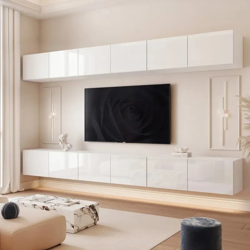 Závesná TV zostava Dorothy biely lesk 300 cm