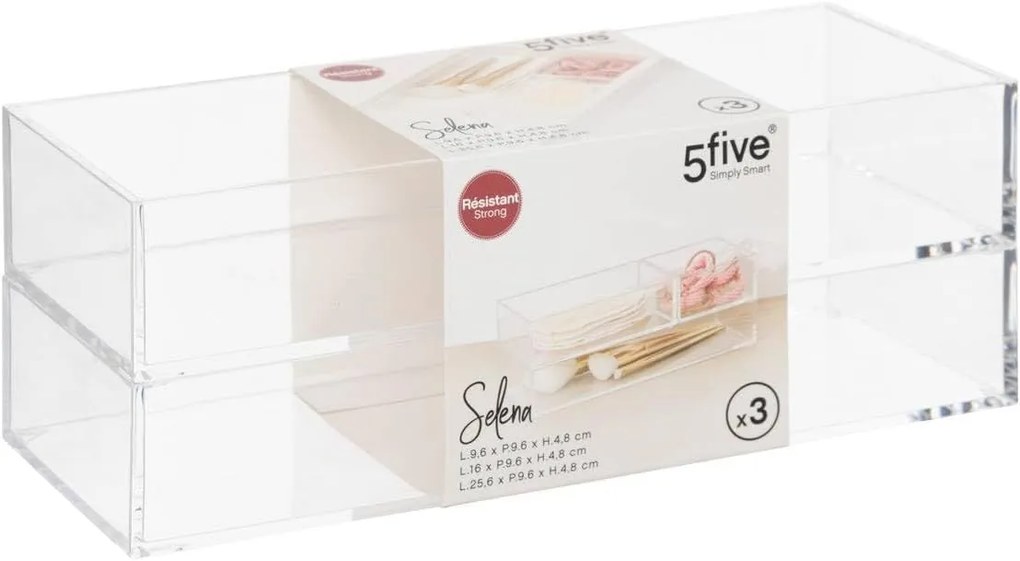 5Five® Akrylové luxusné organizéry do zásuvky, 3ks v sade, SELENA