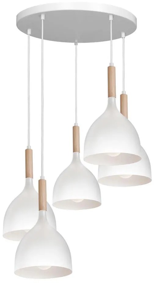 Luster na lanku NOAK WOOD 5xE27/15W/230V biela/buk