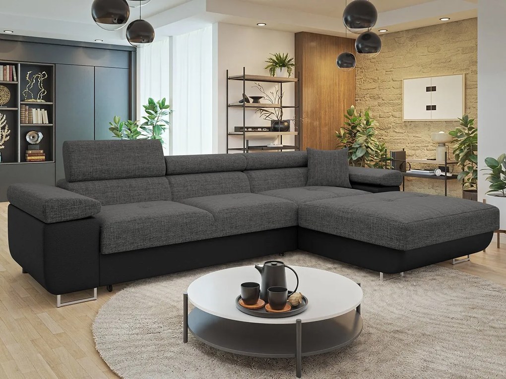 Rohová rozkladacia sedačka v tvare L Torezio Mini, Dostupné poťahy: ekokoža Soft 017 (biela) + Lux 05, Strana: ľavá