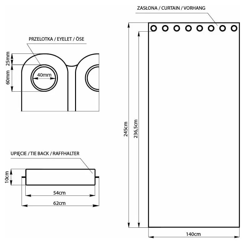 Krémovobiely zatemňovací záves 140x245 cm Eyelets – Restilo