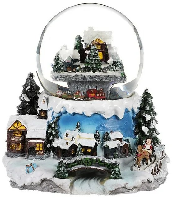 Vianočné snežítko Zimná krajina, svietiace, otočné, melódia, 19 x 19 x 18 cm