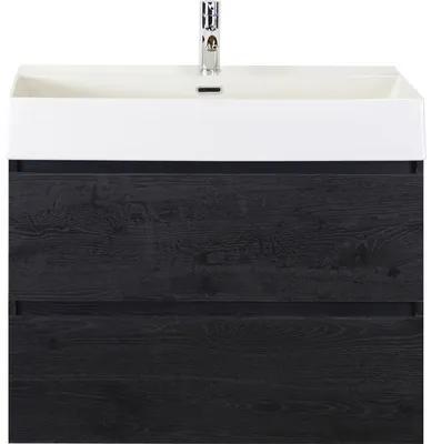 Kúpeľňový nábytkový set Sanox Maxx XL farba čela black oak ŠxVxH 81 x 170 x 45,5 cm s keramickým umývadlom