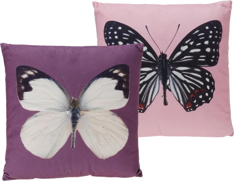 Home collection Dekoračný vankúšik motýliky 45x45 cm - fialová
