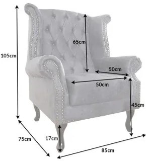 Kreslo 37473 Chesterfield Antik šedá  - Komfort-nábytok
