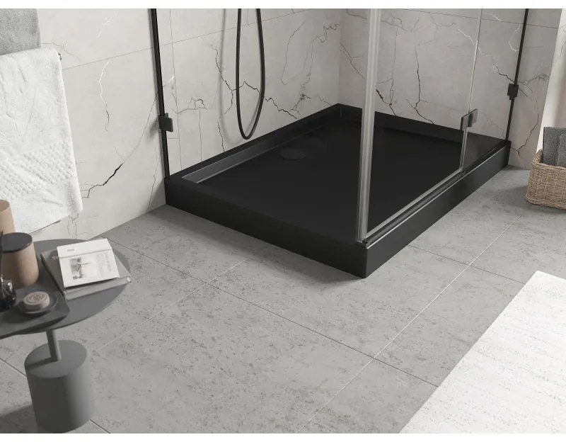 Mexen Flow+, obdĺžniková sprchová vanička 90 x 80 cm, čierna matná, 46R708090H
