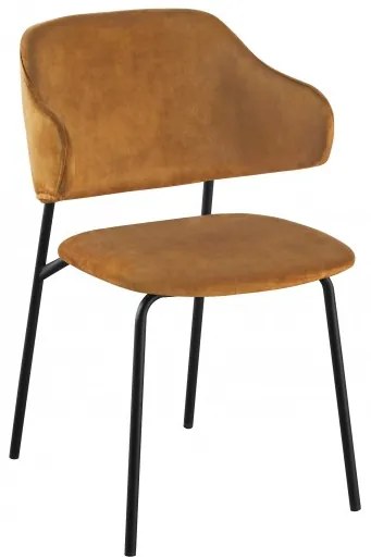 Dizajnová stolička Tracy zamat horčicovo žltá, čierny rám