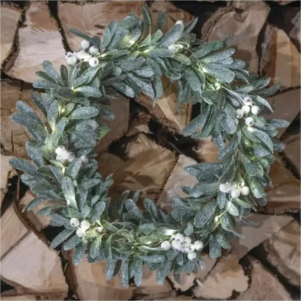 LED vianočný veniec 25× LED, napájanie 3× AA, priemer 35 cm