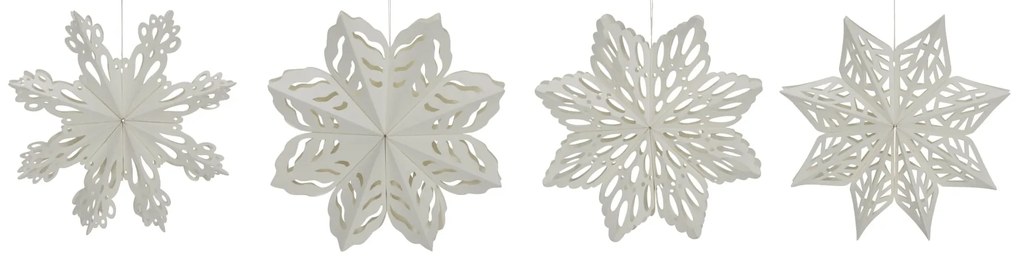 House Doctor Papierová vianočná ozdoba Snowflake White 15 cm – set 4 ks