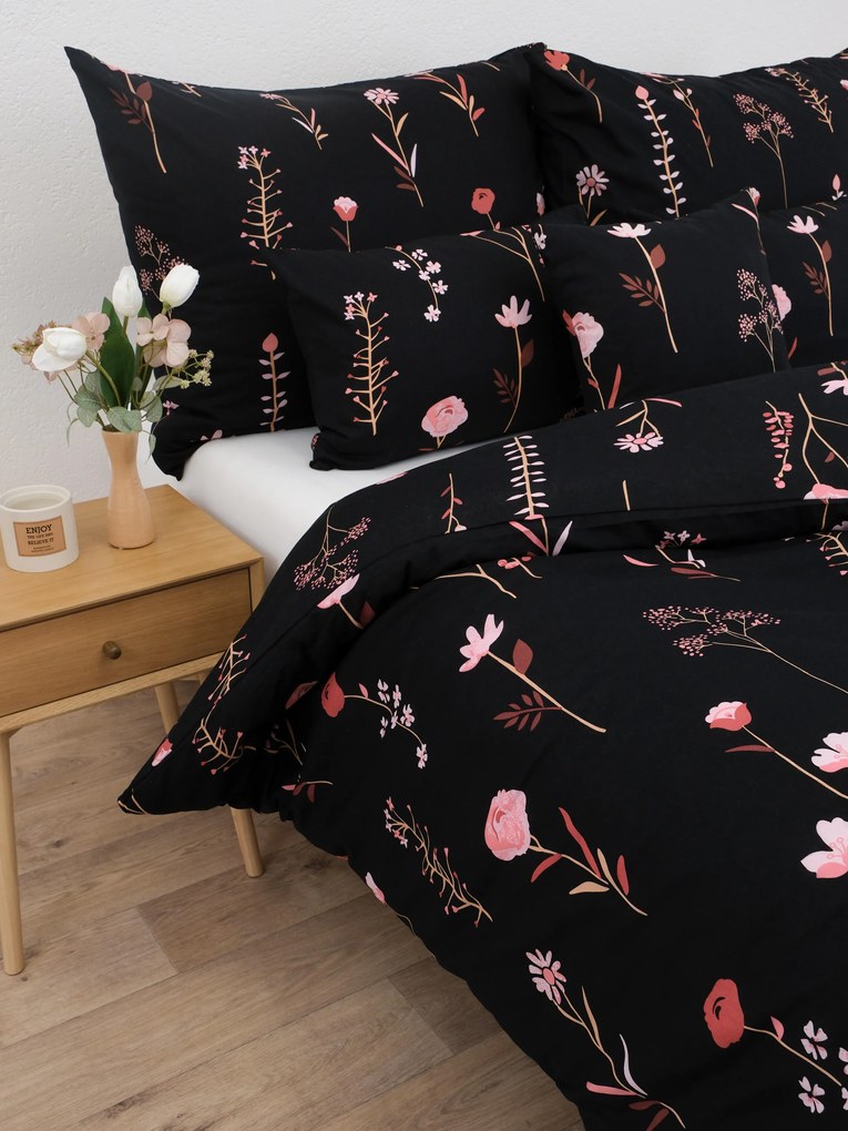 Predĺžené bavlnené obliečky Renforcé – Vlčie maky čierne