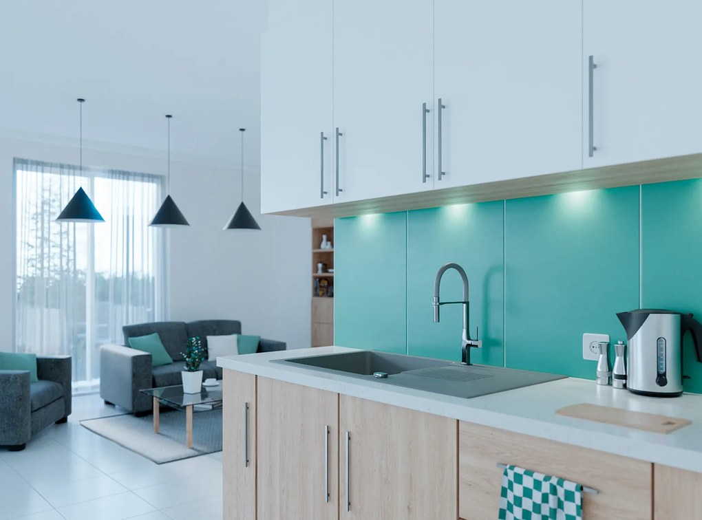 Laveo Celia, 1-komorový granitový drez 760x440x185 mm s dlhým odkvapkávačom, šedá, LAV-SJC1511T