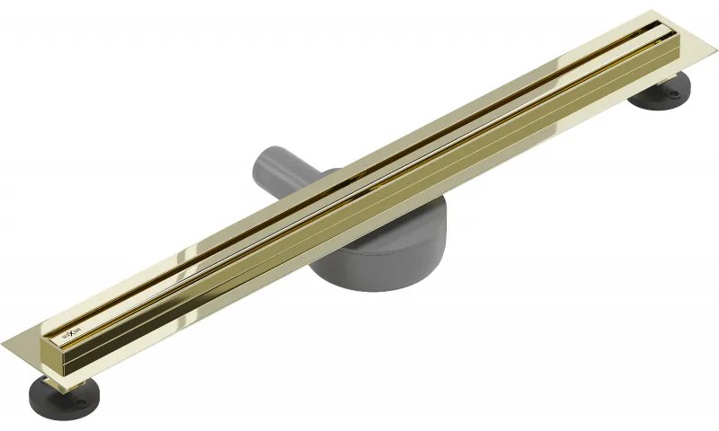Mexen Flat nerezový sprchový žľab s rotačným 360° sifónom 70 cm, vzor SLIM, zlatá lesklá, 1541070