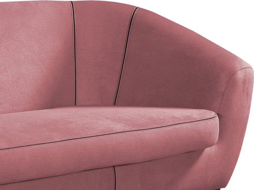 Trojmiestna pohovka Olivio, tmavo ružová zamatová látka