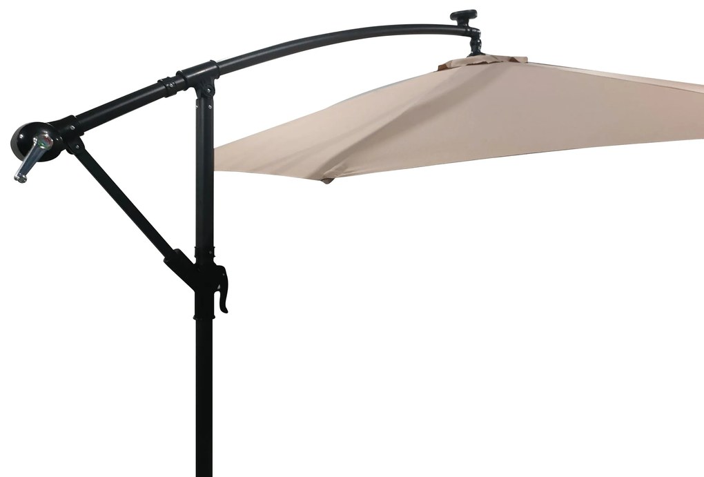 Záhradný slnečník Houseland Zyra s LED osvetlením 300 cm svetlohnedý