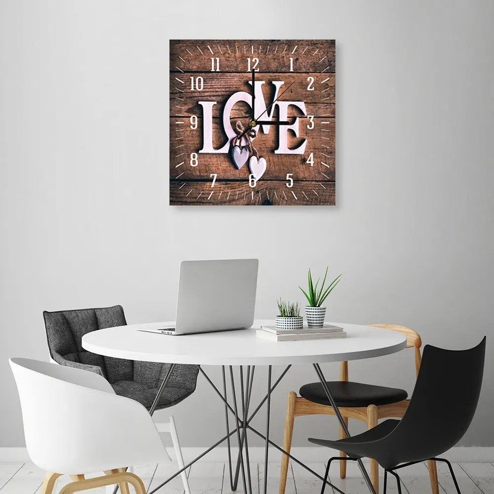 Gario Hodiny na stenu Love on dark boards Rozmery: 60 x 60 cm