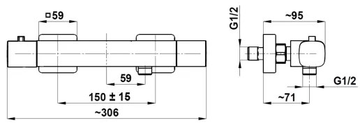 KFA Armatura 5756-010-81 - Termostatická sprchová batéria MALAGA čierna