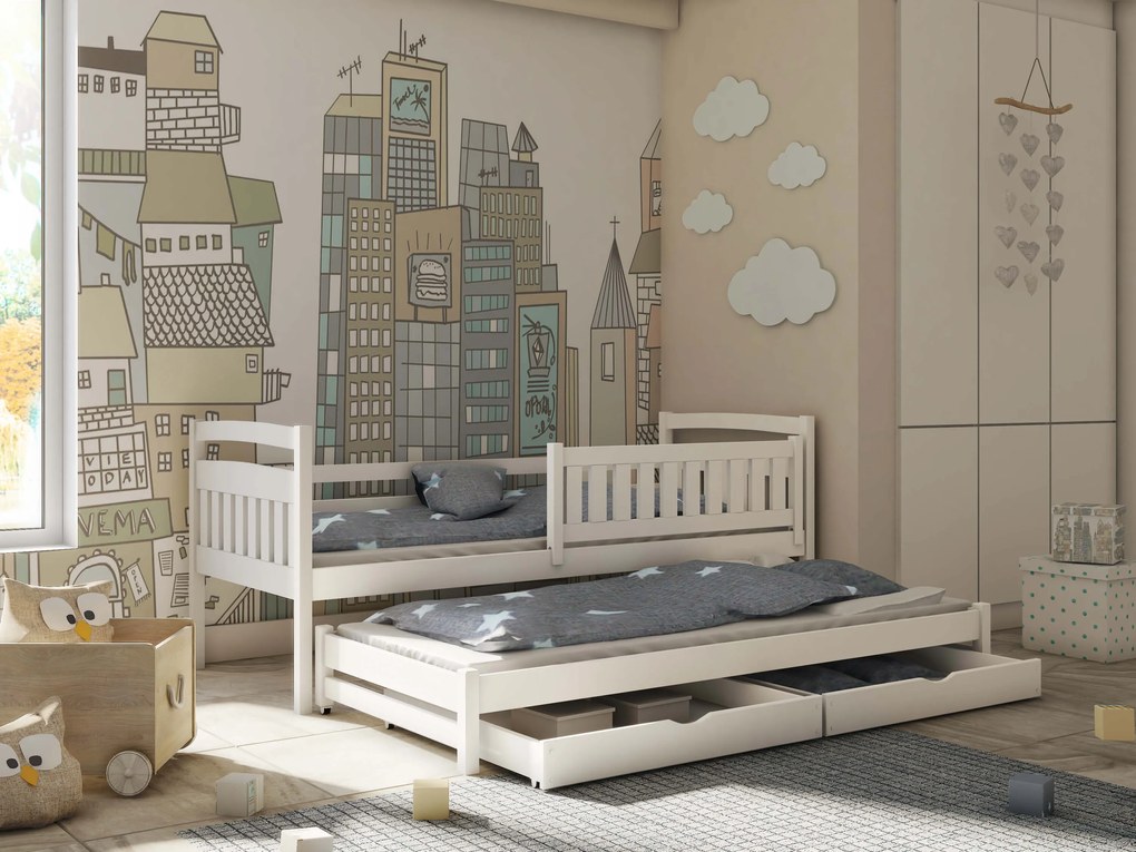 Detská posteľ 80 x 180 cm GLYNDA (s roštom a úl. priestorom) (biela). Vlastná spoľahlivá doprava až k Vám domov. 1013021