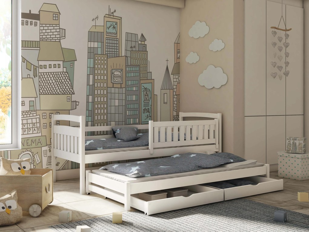 Detská posteľ 90 x 200 cm GLYNDA (s roštom a úl. priestorom) (biela). Akcia -10%. Vlastná spoľahlivá doprava až k Vám domov. 1013137