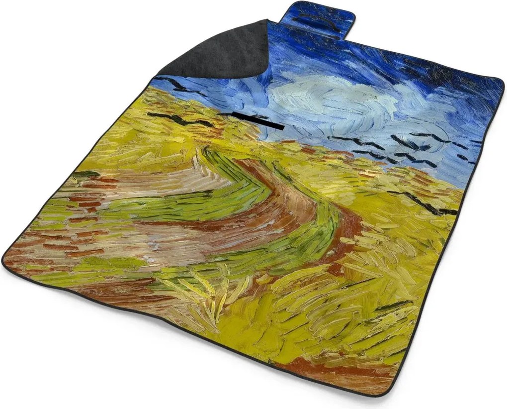 Sablio Plážová deka Pšeničné pole s vranami - Vincent van Gogh: 200x140 cm