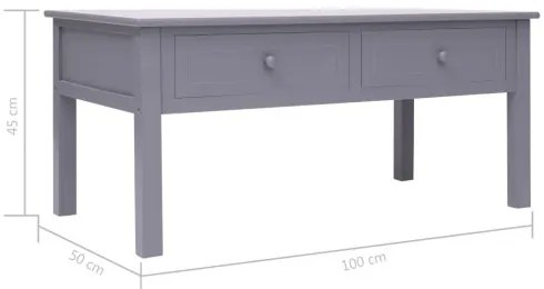 vidaXL Konferenčný stolík sivý 100x50x45 cm drevený-