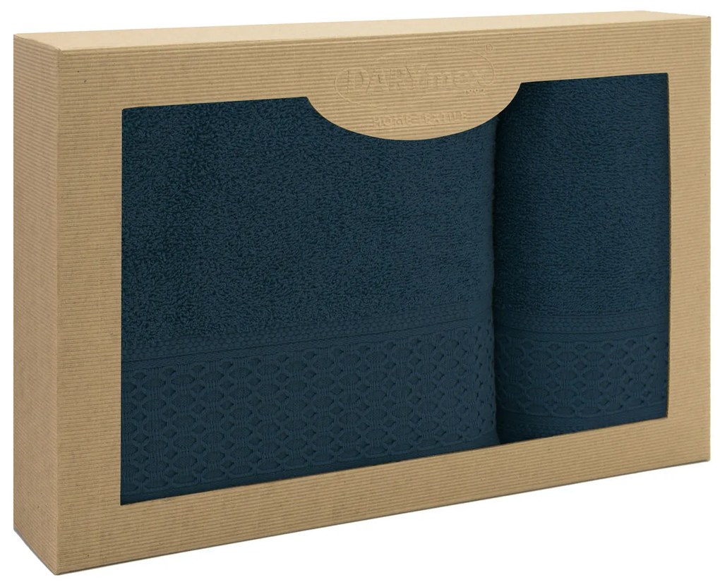BAVLNENÉ UTERÁKY SOLANO SADA 1 KS 50X90 CM, 1 KS 70X140 CM TMAVOMODRÁ