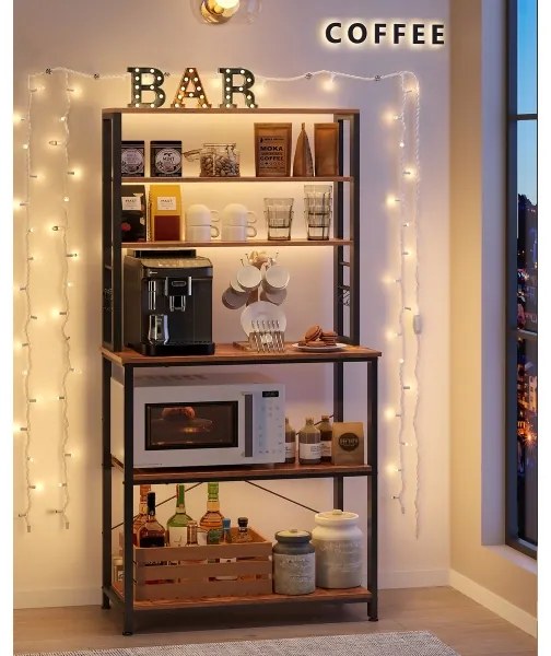 Policový regál do kuchyne MARGE hnedá/čierna