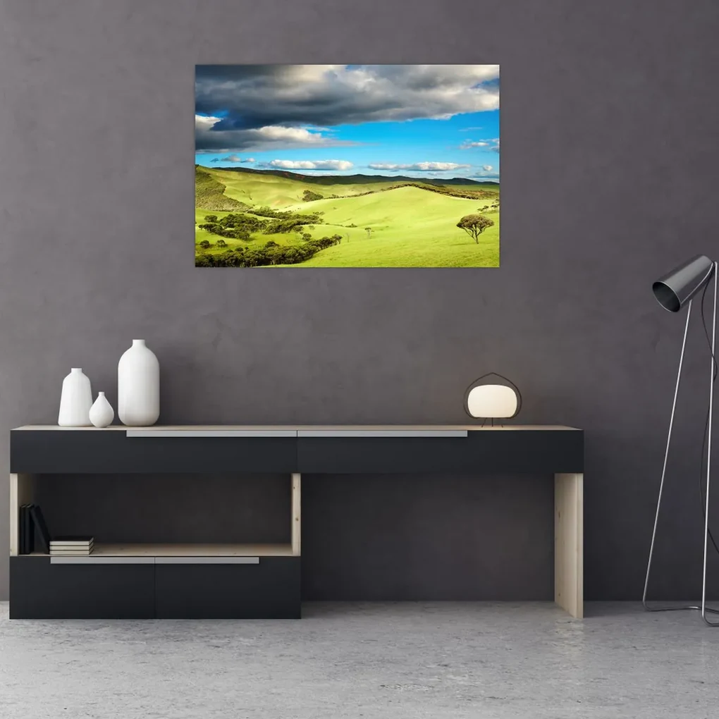 Obraz - Zelená krajina s pahorkami (90x60 cm)