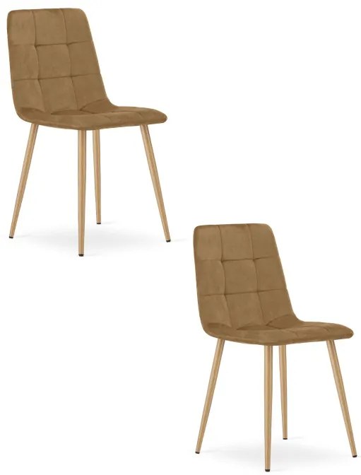 Set dvoch jedálenských stoličiek KARA zamatové, hnedé / hnedé nohy (2 ks)