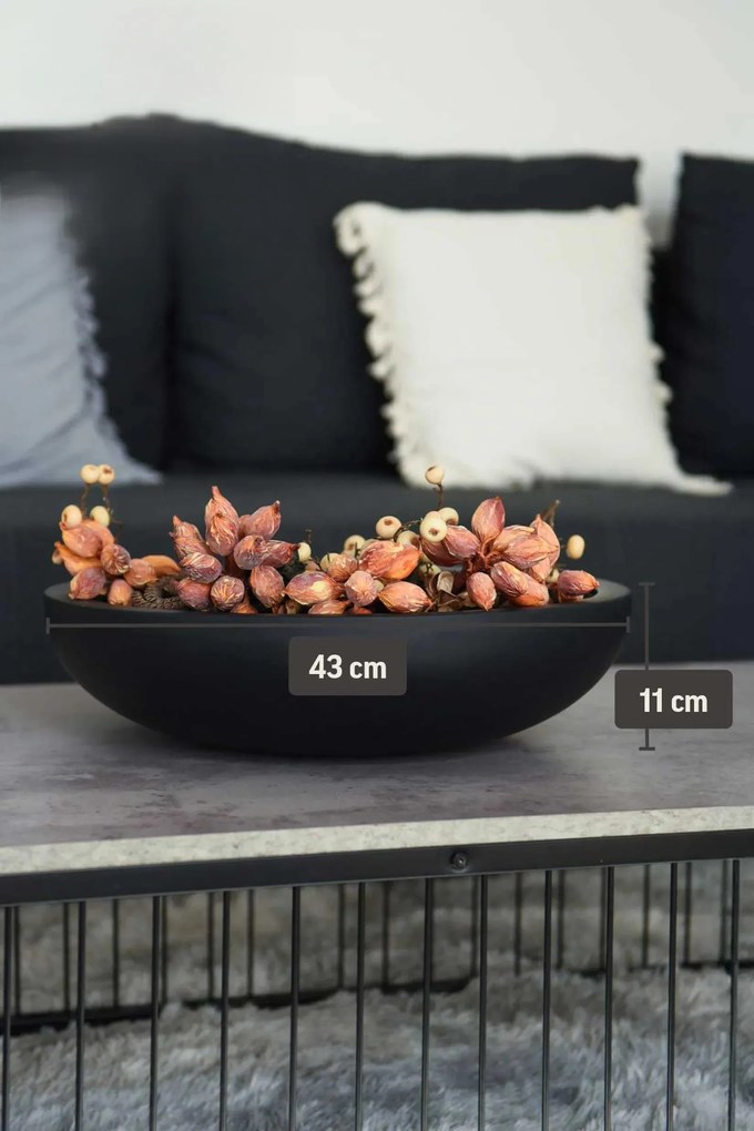 Okrasná miska PLANA, sklolaminát, 43x11 cm, antracit