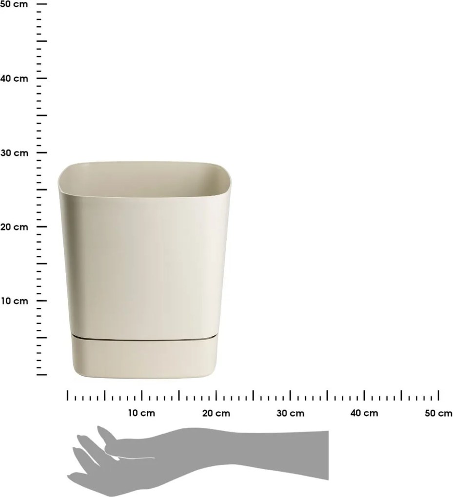 PLASTOVÝ KVETINÁČ CUBI 25X27,5 CM BÉŽOVÁ