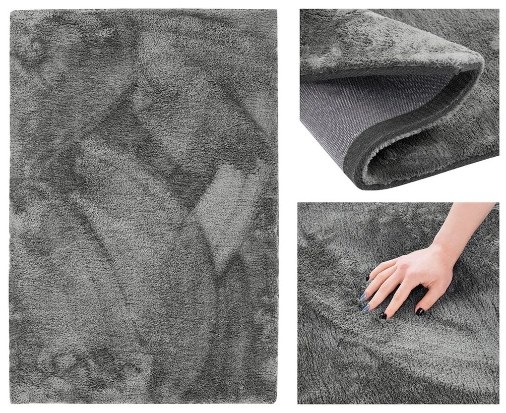 Kusový koberec AmeliaHome Morko tmavošedý, velikost 100x150